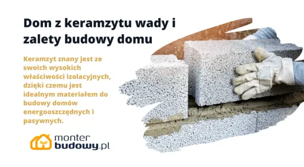 Dom z keramzytu: wady i zalety budowy. Ręka w rękawicy układa pustaki keramzytowe, podkreślając ich właściwości izolacyjne.