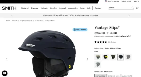 Granatowy giro kask narciarski Smith Vantage Mips, idealny na stok.