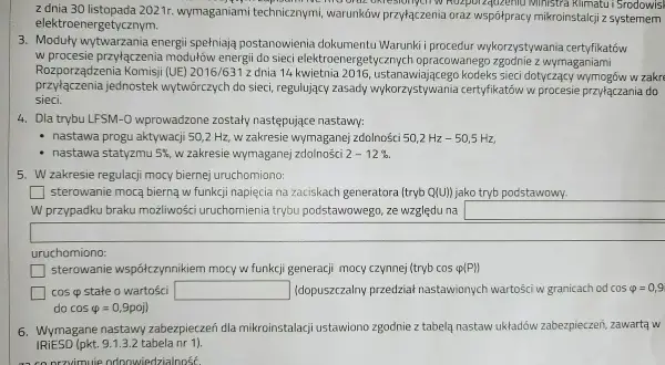 Dokumentacja techniczna mikroinstalacji, w tym nastawy zabezpieczeń i regulacji mocy, niezbędna do złożenia wniosku o zwiększenie mocy przyłączeniowej Tauron.