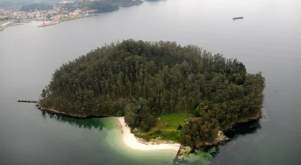 Isla de Tambo, una joya verde rodeada de aguas tranquilas. Un pequeño paraíso con una playa de arena blanca y un bosque frondoso.