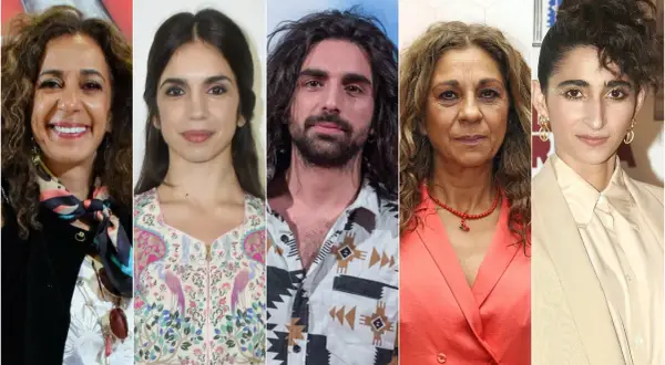 Los hijos de Lola Flores: Lolita, Antonio y Rosario, junto a Elena Furiase y Alba Flores.