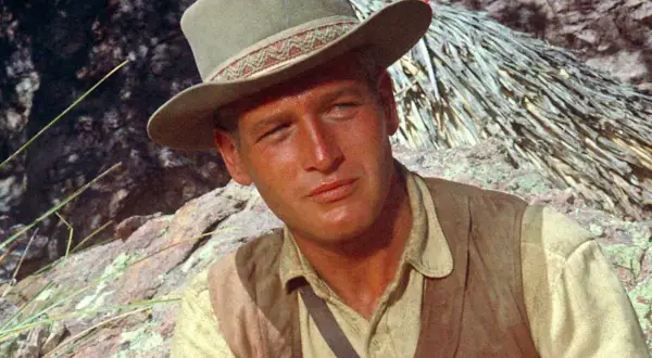 Paul Newman i hatt och väst, en ikonisk scen från filmer med Paul Newman.