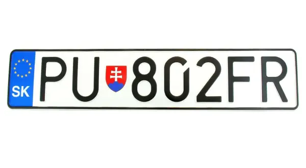 Słowacka tablica rejestracyjna PU-802FR.