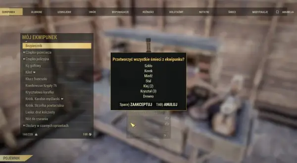 Poradnik Fallout 76: w ekwipunku masz śmieci do przetworzenia na surowce. Zobacz, co możesz zyskać!