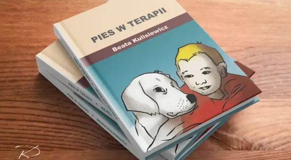 Okładka książki "Pies w terapii" z ilustracją chłopca i psa.