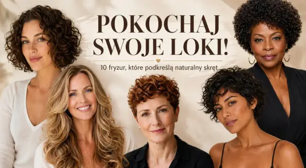 Kobiety z różnymi fryzurami, w tym z burzą loków i klasyczną fryzurą afro, celebrują piękno naturalnych włosów.