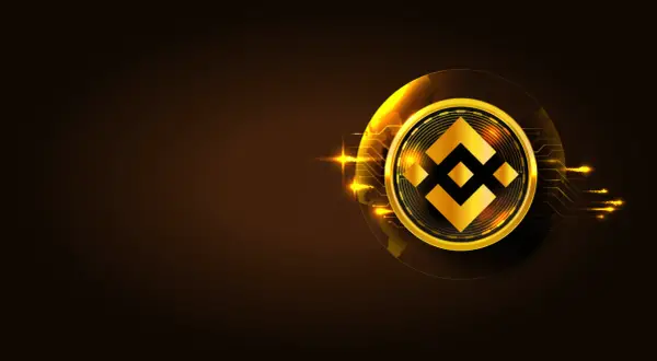 Goldener Binance Coin (BNB) auf dunklem Hintergrund, der die globale Reichweite von BEP-20-Token symbolisiert.