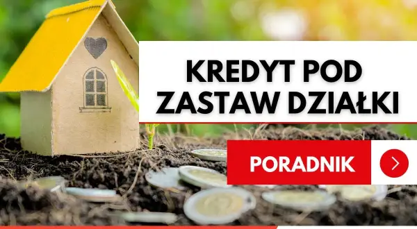 Kredyt pod zastaw działki: mały domek z kartonu rośnie wśród monet i ziemi. Poradnik.