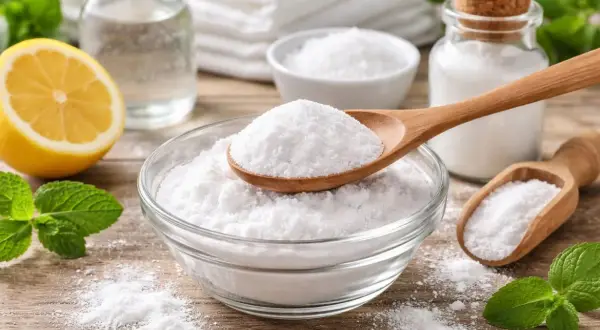 Bicarbonato di sodio, limone e menta: ingredienti naturali per mille usi in casa e per la cura personale.