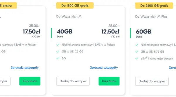 Oferty Lycamobile: 70GB za 17.50zł, 40GB za 12.50zł, 60GB za 15.00zł. Sprawdź stan konta i wybierz najlepszy pakiet danych.