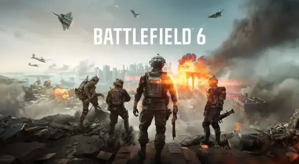 Żołnierze na tle płonącego miasta i samolotów. Sprawdź, czy Twój sprzęt spełnia battlefield 6 wymagania, by dołączyć do akcji.