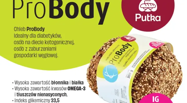 Chleb ProBody z ziarnami, z niskim indeksem glikemicznym 33,5.