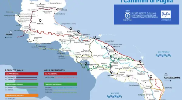 La Via Francigena in Puglia si estende per centinaia di chilometri, collegando borghi storici e paesaggi mozzafiato.