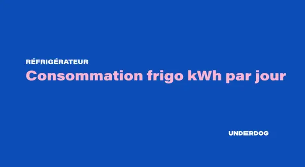 Graphique sur la consommation frigo kWh par jour. Le titre est en rose vif sur fond bleu.