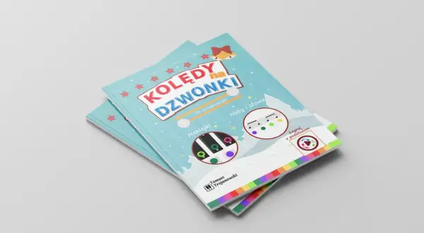 Kolędy na dzwonki dla początkujących. Nuty i słowa, naklejki, zagraj z podkładem.