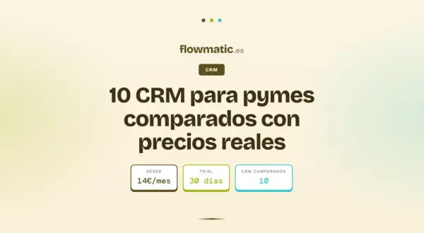 Comparativa de 10 programas de gestión de clientes (CRM) para pymes, con precios desde 14€/mes y 30 días de prueba.