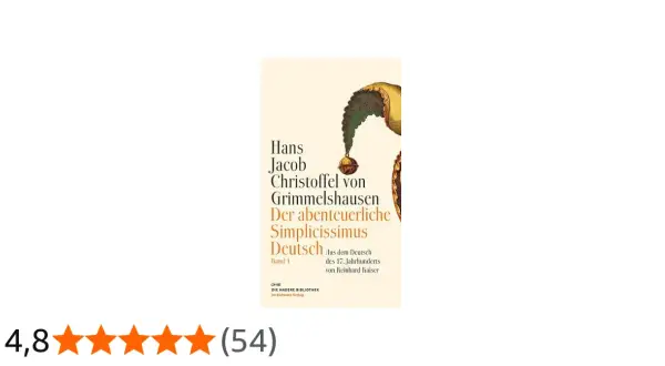 Buchcover: "Der abenteuerliche Simplicissimus" von Grimmelshausen. Die Bedeutung des Titels liegt in der Darstellung eines einfachen, naiven Helden.