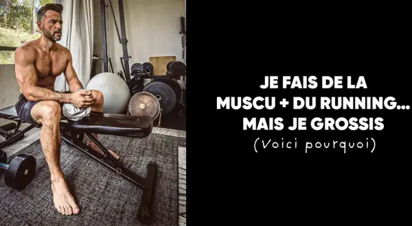 Un homme musclé s'assoit dans une salle de sport, pensif. Il se demande : "Pourquoi je grossis alors que je fais attention ?