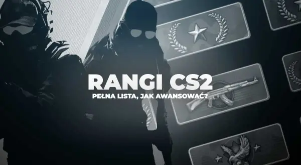 Rangi CS2: pełna lista i wskazówki, jak awansować. Ikony rang z gry Counter-Strike 2 na tle postaci graczy.