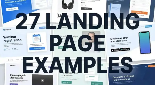 Ejemplos de landing pages gratis: SaaS, e-commerce, webinars, cursos, formularios de contacto y más. ¡Inspírate para crear las tuyas!