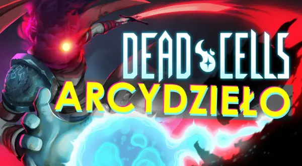 Postać z gry roguelike Dead Cells trzymająca kulę energii. Napis "ARCYDZIEŁO" podkreśla jakość tej gry.