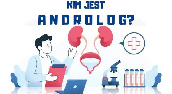Kim jest androlog? Lekarz z notatnikiem i laptopem bada układ moczowo-płciowy, obok mikroskop i probówki.