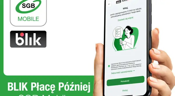 SGB Mobile oferuje BLIK Płacę Później. Na ekranie telefonu widać proces aktywacji tej funkcji.