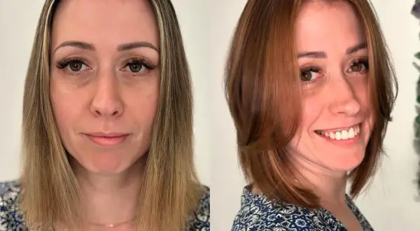 Przed i po metamorfozie. Chłodna jesień typ urody zyskała nowy, modny look.