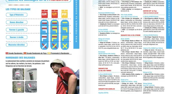 Les balisages GR 58 pour la randonnée : une carte des sentiers et des hébergements.