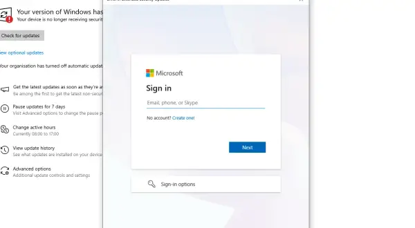 Ekran logowania do aktualizacji Windows 10. Czy wiesz, windows 10 do kiedy wsparcie?