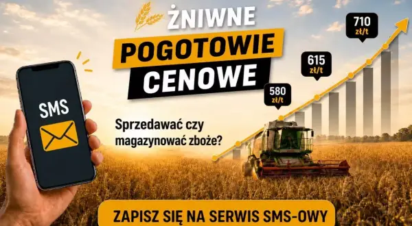 Wawrzyniak Zbiersk oferuje serwis SMS z cenami zbóż. Zobacz, czy sprzedawać, czy magazynować. Zapisz się!