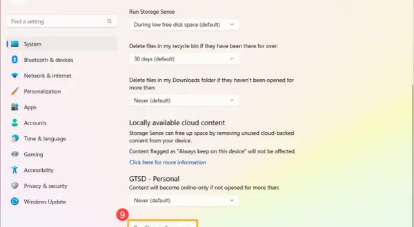 Ustawienia "Storage Sense" w Windows pomagają zwolnić miejsce na dysku, automatycznie usuwając niepotrzebne pliki. Kliknij "Run Storage Sense now", aby rozpocząć.