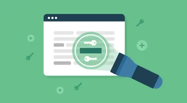 Linterna ilumina pantalla con llaves, simulando cómo Ubersuggest que es y encuentra palabras clave para SEO.