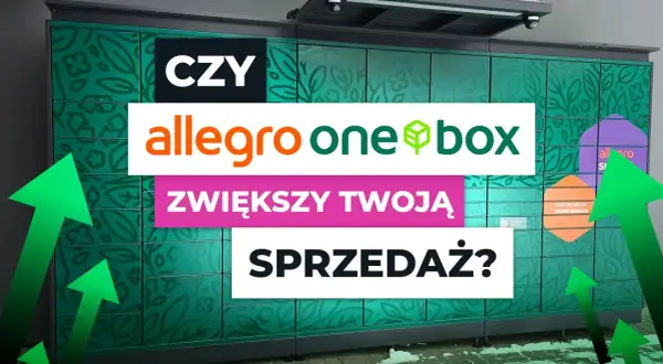 Allegro One Box: ile czasu na odbiór? Zielone strzałki sugerują wzrost sprzedaży dzięki tej opcji.
