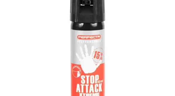 Gaz pieprzowy Perfecta Stop Attack Xtreme 50ml z dyszą strumieniową.