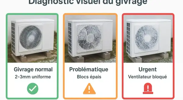 Diagnostic visuel du givrage : une pompe à chaleur givre différemment. Normal, problématique ou urgent, le givrage de votre pompe à chaleur est visible.