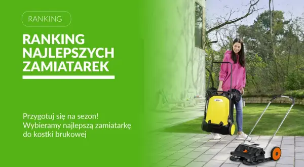 Kobieta wybiera najlepszą zamiatarkę do kostki brukowej, przygotowując się na wiosnę.