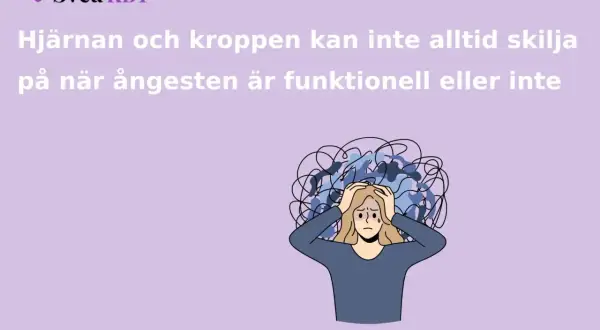 En person med huvudet i händerna, omgiven av kaotiska tankar, symboliserar social ångest.