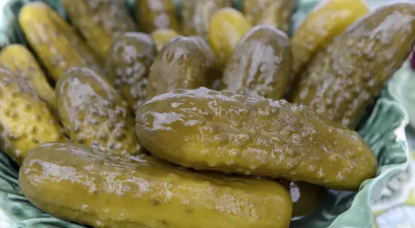 Pustawe w środku ogórki kiszone w misce. Zastanawiasz się, dlaczego ogórki kiszone są puste w środku? To proces fermentacji!