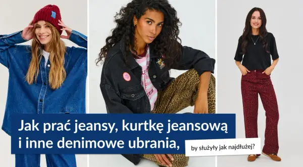 Trzy kobiety w denimowych ubraniach. Dowiedz się, jak skurczyć jeansy i inne rzeczy z denimu, by służyły jak najdłużej.