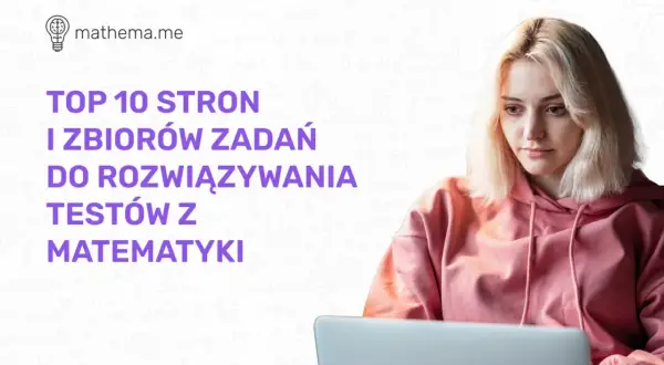 Dziewczyna w bluzie z kapturem przed laptopem, na tle wzorów matematycznych.