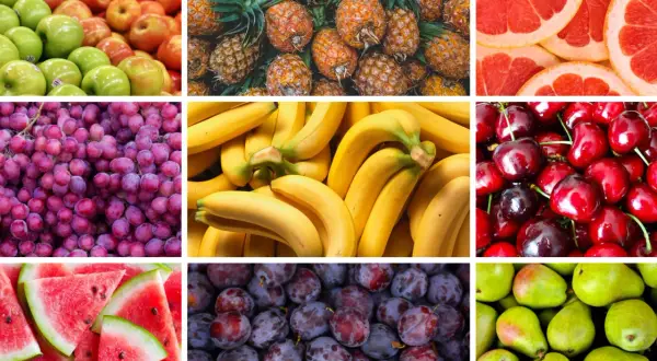 Frukter som äpplen, bananer, körsbär, vindruvor, päron, plommon, ananas, vattenmelon och grapefrukt. Dessa är nyttigaste frukten viktnedgång.