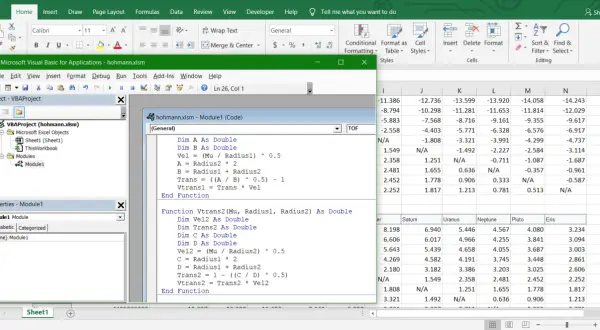 Okno edytora VBA z kodem w języku Visual Basic for Applications w programie Microsoft Excel.