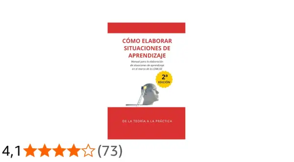Manual "Cómo elaborar situaciones de aprendizaje" con una ilustración de una cabeza humana y una escalera. Ofrece ejemplos prácticos.