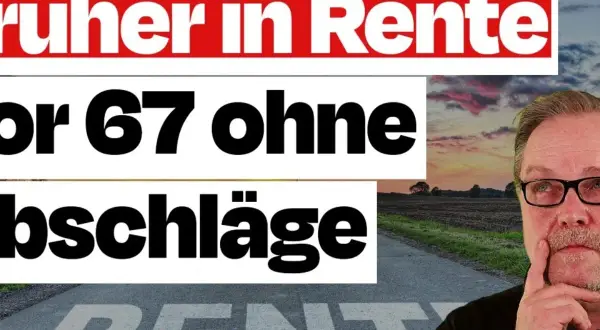 Früher in Rente: Lohnt es sich bis 67 zu arbeiten? Mann denkt nach, während im Hintergrund eine Straße zur Rente führt.