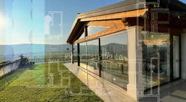 Progetto per come abbellire una veranda aperta con ampie vetrate e vista panoramica.