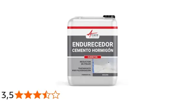 Envase de endurecedor de hormigón Durbeton, 5L, incoloro. Ideal para reducir polvo y tratar superficies.