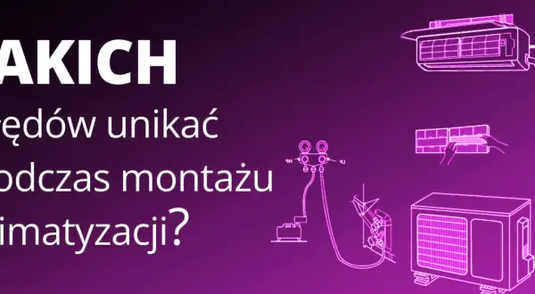Jakich błędów unikać podczas montażu klimatyzacji? Schemat instalacji z jednostką wewnętrzną, zewnętrzną i narzędziami.