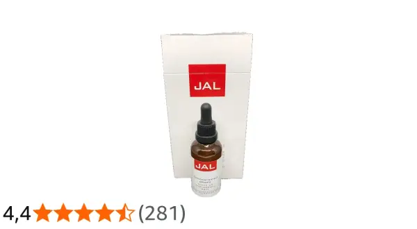 Serum JAL concentrado con ácido hialurónico, en frasco gotero y caja blanca.