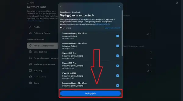 Jak wylogować się ze wszystkich urządzeń na FB? Zobacz listę aktywnych sesji i kliknij "Wyloguj się", aby zabezpieczyć konto.